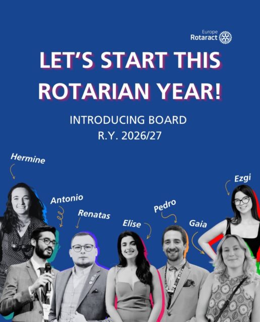 A new Rotarian year begins... and with it, a new chapter for E.R.I.C. - Rotaract Europe. ✨  We are excited to introduce the 2026/2027 E.R.I.C. Board: a team of Rotaractors ready to serve, connect, support and represent our European Rotaract community throughout the year.
Each Board member brings their own experience, vision and energy to a specific role, working together to strengthen our MDIO and create meaningful opportunities for Clubs, Districts and Country Representatives across Europe.  Meet the 2026/2027 E.R.I.C. Board:
President – Elise Nassif @eliseanassif 
Vice President – Pedro Summavielle @papisumma 
Secretary – Renatas Kandrotas @you_can_call_me_renato 
Treasurer – Antonio De Cataldo @ildeca3 
Marketing Officer – Gaia Sciancalepore @koe_chan_is_here 
Social Services Officer – Ezgi Batu @_ezgibatu 
IT Officer – Hermine Patay @herm_pty  Here’s to a year of collaboration, service, growth and impact.  Together, let’s make this Rotarian year unforgettable. 💙  #rotaracteurope #rotaract #createalastingimpact